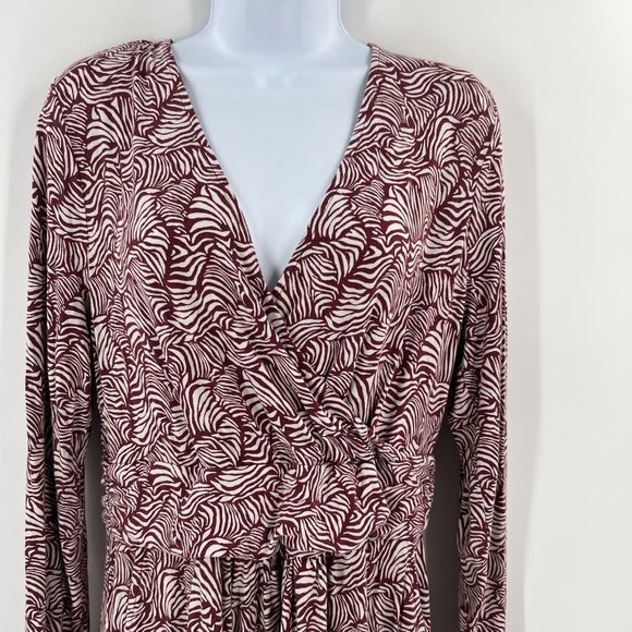 Boden US 12R Layla Dress Viscose Jersey Red White Abstract Print Long Sleeve - Picture 10 of 12